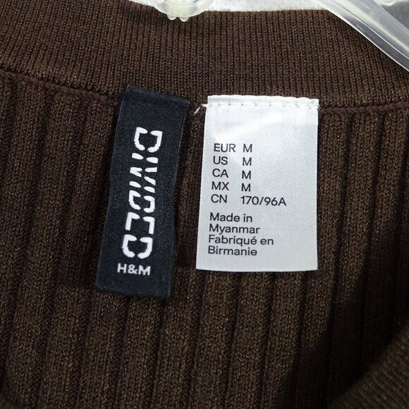 H&M Divided Ribbed Brown Sleeveless  Crew Ribbed Knit Crop Tank Top Women Size M - Picture 3 of 6